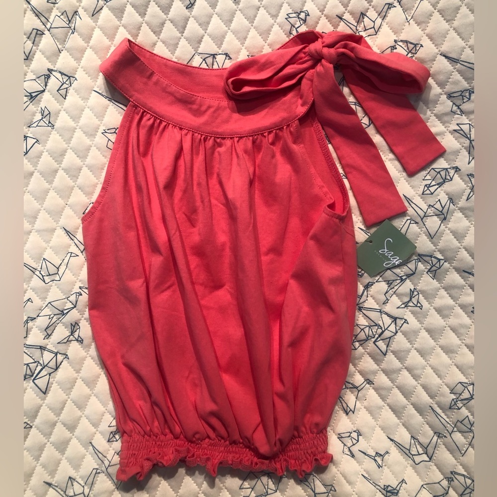 Sage And Lilly Tie Side Swoop Neck Girls Size 5 Pink Top
